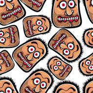 Faces seamless background vector cartoon style pattern N9
