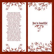 Vertical template greeting card Decorated with floral elements