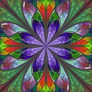 Multicolor beautiful fractal in stained glass window style N7