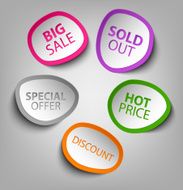 Colorful abstract stickers sale template N2