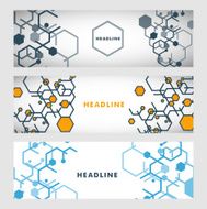 Set abstract modern pattern of hexagons circuits N7