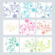 Set abstract modern pattern of hexagons circuits N8