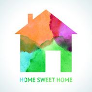 Watercolour sweet home icon on white background Vector illustration