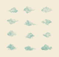 Watercolor clouds Set