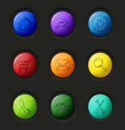 Web colored round buttons surface design template