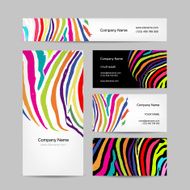 Set of business cards colorful zebra print design