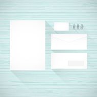 Branding identity template Turquoise wooden background Flat design