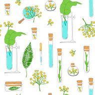 Seamless texture Tubes and plants on white background N2