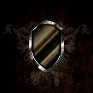 Ancient shield on dark grunge background
