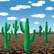 vector cactuses in desert