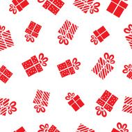 Seamless vector Gift pattern red gift boxes on white background