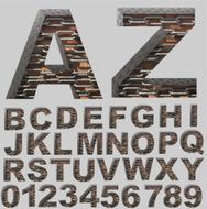 vector metal alphabet with chains