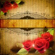 Decorative vintage background with frame and roses