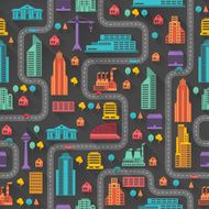 Cityscape seamless pattern with buildings N5