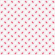 Colored red and pink with hairy circles on white