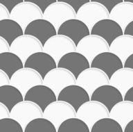 3D white and gray overlapping half circles in rows