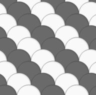 3D white and gray overlapping half circles
