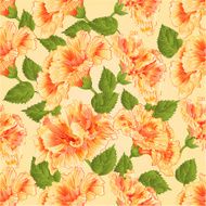 Seamless texture yellow hibiscus vector