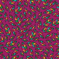 Colorful leaves seamless pattern Stained-glass background