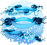 Blue watercolor ribbons N2