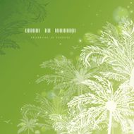 Green glowing palm trees square template background