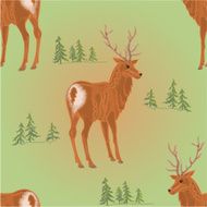 Seamless texture young deer in the forest vector
