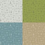 Set of 4 seamless texture with garden equipment