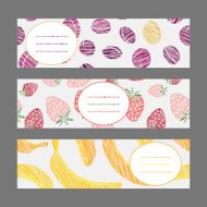 Set of Horizontal Fruit Banners Healthy lifestyle Cards Series Illustration N2