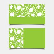Business green cards with floral pattern Vector illustration