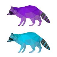 Abstract polygonal geometric triangle bright raccoon set isolated on white N2