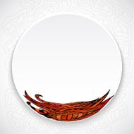 White plate with red floral ornament tribal style N2