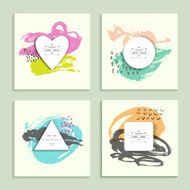 Collection of unusual creative artistic backgrounds with paper cut shapes N2