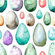 Happy Easter! Watercolor hand drawn Easter egg seamless pattern Vector
