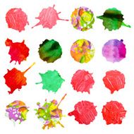 Set of colorful watercolor hand painted circle isolated on white