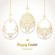 Golden ornamental eggs for your Easter design N5