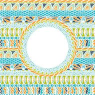 Colorful ethnicity round ornament mosaic vector background N2