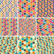 Set of seamless retro geometric pattern EPS8 vector texture N2