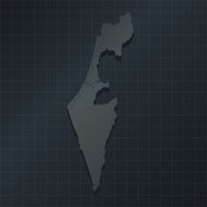 Israel map on dark background with grid