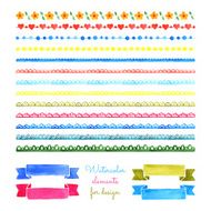 Set of watercolor ribbons and lace