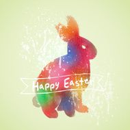 Vector Easter card with rabbit watercolor painting N2