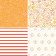Vector Warm Flowers Set of Four Matching Repeat Patterns