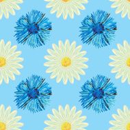 Seamless camomiles and cornflowers pattern N2