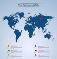 World map of business offices template N2