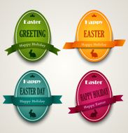 Easter colored eggs with ribbons