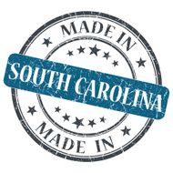 made in South Carolina blue round grunge isolated stamp