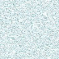 Vector seamless abstract hand-drawn pattern with waves and clouds N2