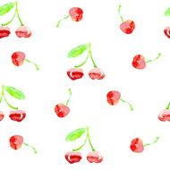 Seamless cherry pattern watercolor illustrated 100 vector