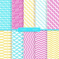 Bright and simple yellow pink blue pattern set