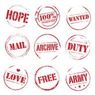 Set of red vector grunge stamps N2