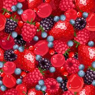 Seamless background with various berries Vector illustration
